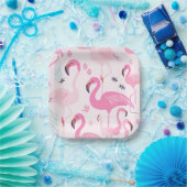 Roze Flamingo's Papieren Bordje (Feest)