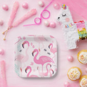 Roze Flamingo's Papieren Bordje (Feest)