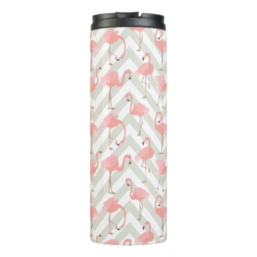 Roze flamingos Patroon met Uw Monogram Thermosbeker (Achterkant)