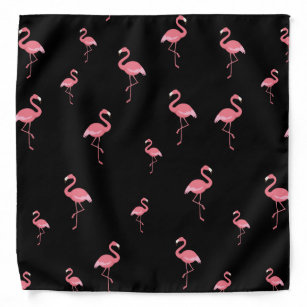 Roze flamingo's patroon op zwarte achtergrond bandana