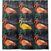 Roze flamingos Photo Dare is een ander script Douchegordijn (Voorkant)