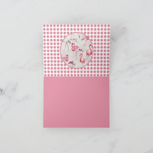 Roze Flamingos Polka Dots  Bedankkaart (Binnen)