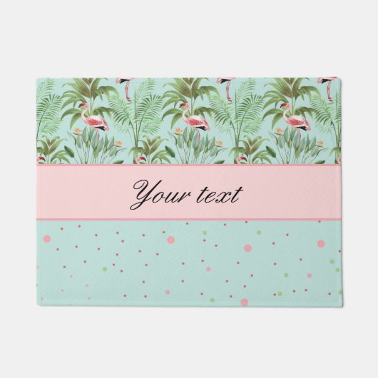 Roze Flamingos Polka Dots Deurmat (Voorkant)