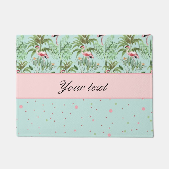 Roze Flamingos Polka Dots Deurmat (Voorkant)