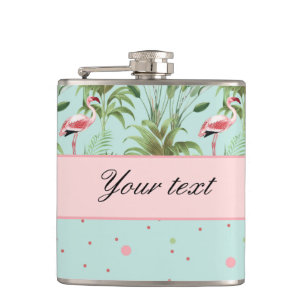 Roze Flamingos Polka Dots Heupfles