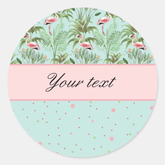 Roze Flamingos Polka stippen Ronde Sticker (Voorkant)