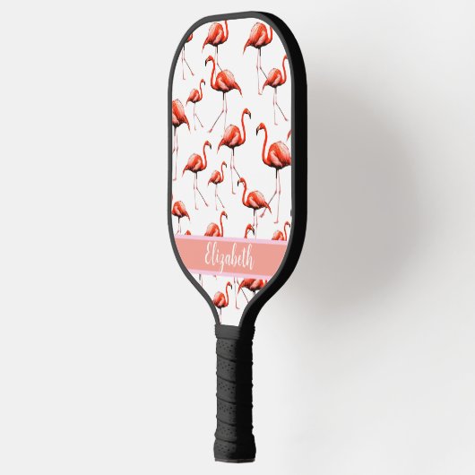 Roze flamingo's preppy aangepaste naam modern pickleball paddle (Links)