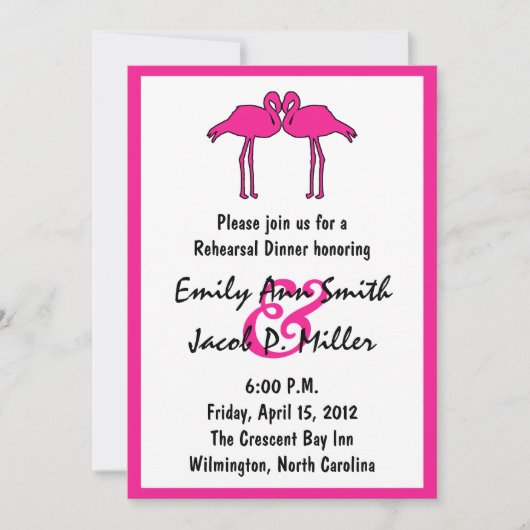 Roze flamingos Rehearsal Dinner Invitations Kaart (Voorkant)