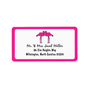 Roze Flamingo's retour adreslabels Etiket