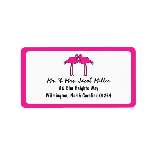 Roze Flamingo's retour adreslabels Etiket (Voorkant)