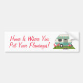 Roze flamingos & Retro Camper Bumpersticker (Voorkant)