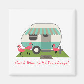 Roze Flamingo's & Retro Camper Magneet (Voorkant)