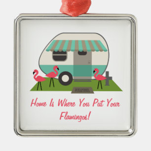 Roze Flamingo's & Retro Ornament van de