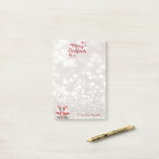 Roze Flamingos Santa Hat Cadeaus Post-it® Notes (Op bureau)