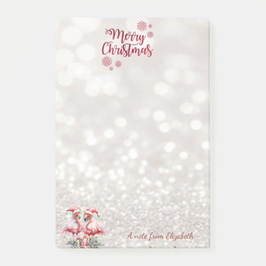 Roze Flamingos Santa Hat Cadeaus Post-it® Notes (Voorkant)