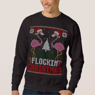 Roze Flamingos Santa Merry Flockin Kerstmis lomp Trui