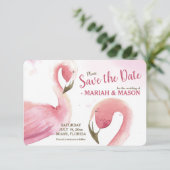 Roze Flamingo's Save the Date Aankondiging (Staand voorkant)
