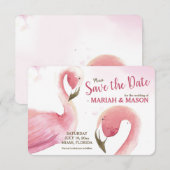 Roze Flamingo's Sla de Datum Op Aankondiging (Voorkant / Achterkant)