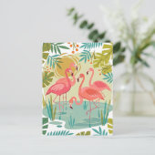 ROZE FLAMINGO'S STAAN SAMEN BRIEFKAART (Staand voorkant)
