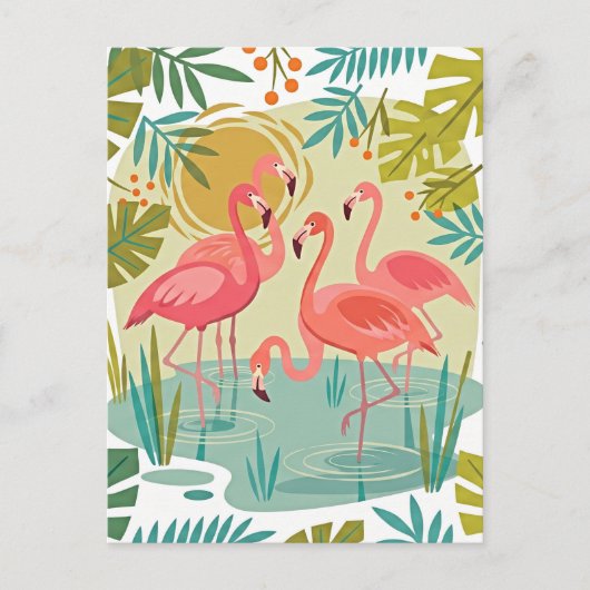 ROZE FLAMINGO'S STAAN SAMEN BRIEFKAART (Voorkant)