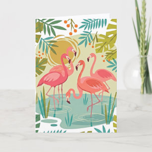 ROZE FLAMINGO'S STAAN SAMEN KAART