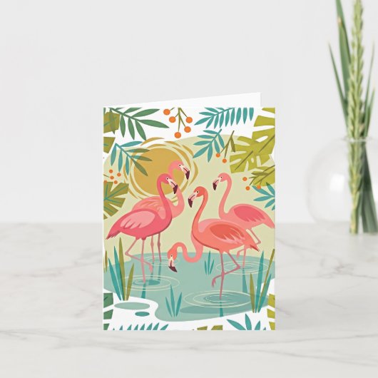 ROZE FLAMINGO'S STAAN SAMEN KAART (Voorkant)