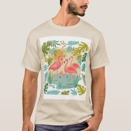 ROZE FLAMINGO'S STAAN SAMEN T-SHIRT