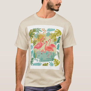 ROZE FLAMINGO'S STAAN SAMEN T-SHIRT