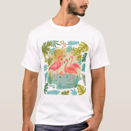 ROZE FLAMINGO'S STAAN SAMEN T-SHIRT