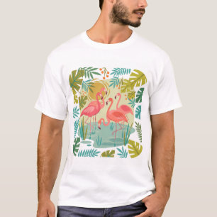 ROZE FLAMINGO'S STAAN SAMEN T-SHIRT