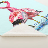 Roze flamingos Tango Sherpa Blanket - Schilderen Sherpa Deken (3/4)