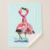 Roze flamingos Tango Sherpa Blanket - Schilderen Sherpa Deken (Voorkant)
