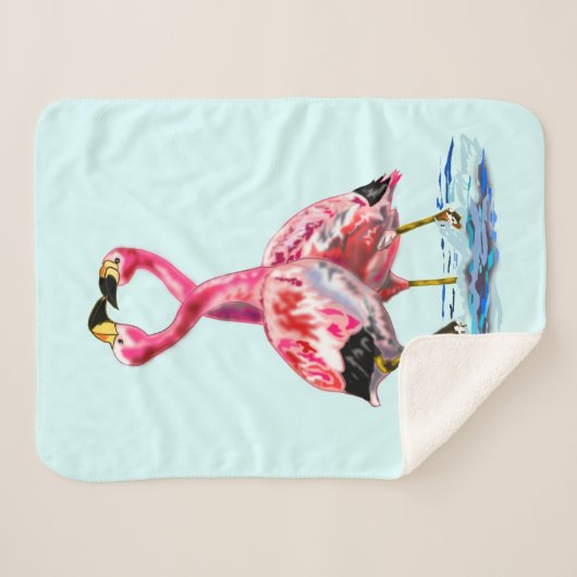 Roze flamingos Tango Sherpa Blanket - Schilderen Sherpa Deken (Voorkant (horizontaal))