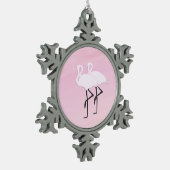 Roze Flamingo's Tin Sneeuwvlok Ornament (Links)