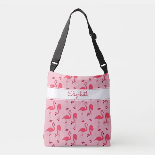 Roze Flamingos Trendy Novelty Pattern met naam Crossbody Tas (Voorkant)