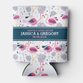 Roze flamingos & Tropical Flowers Patroon Blikjeskoeler (Voorkant)