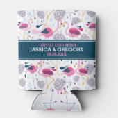 Roze flamingos & Tropical Flowers Patroon Blikjeskoeler (Achterkant)