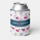 Roze flamingos & Tropical Flowers Patroon Blikjeskoeler (Blikje Achterkant)