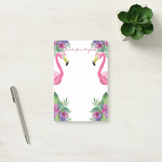 Roze flamingos Tropical Flowers Post-it® Notes (Kantoor)