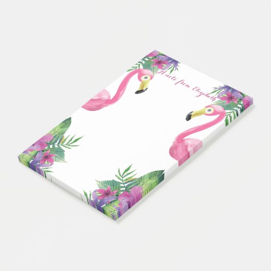 Roze flamingos Tropical Flowers Post-it® Notes (Schuin)