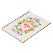 Roze Flamingos Tropical Wreath Wedding Guestbook Notitieboek (Linkerzijde)