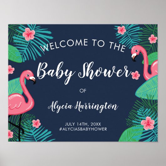 Roze flamingos Tropisch Baby shower Welkom Poster (Voorkant)