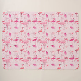 Roze Flamingo's Tropisch Herhalend Patroon Sherpa Deken
