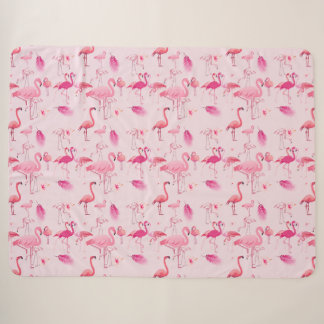 Roze Flamingo's Tropisch Herhalend Patroon Sherpa Deken