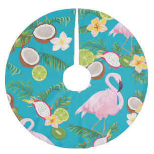 Roze Flamingo's: Tropisch naadloos patroon Kerstboom Rok