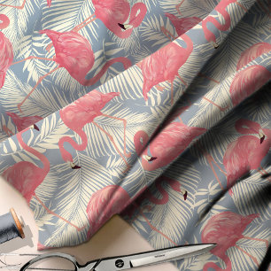 Roze Flamingo's Tropisch Paradijs ID487 Stof