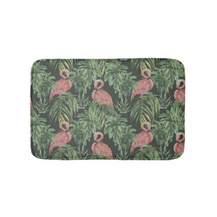 Roze flamingo's, tropisch  patroon. badmat
