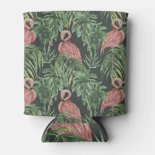Roze flamingo's, tropisch  patroon. blikjeskoeler (Voorkant)
