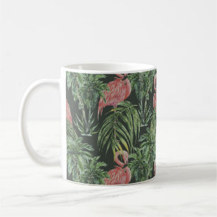 Roze flamingo's, tropisch patroon. koffiemok