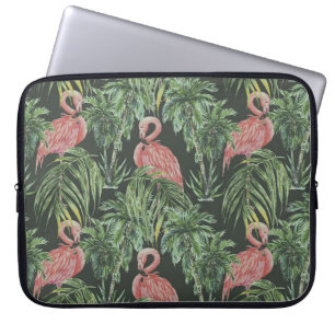 Roze flamingo's, tropisch patroon. laptop sleeve